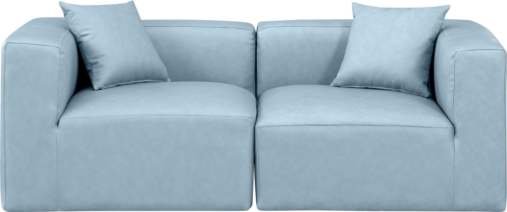 Cube 72" Vegan Leather Upholstered 2pc. Modular Loveseat