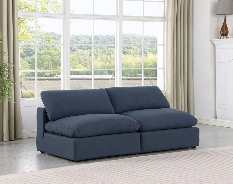 Comfy 78" Linen Textured Fabric Upholstered 2pc. Armless Modular Loveseat