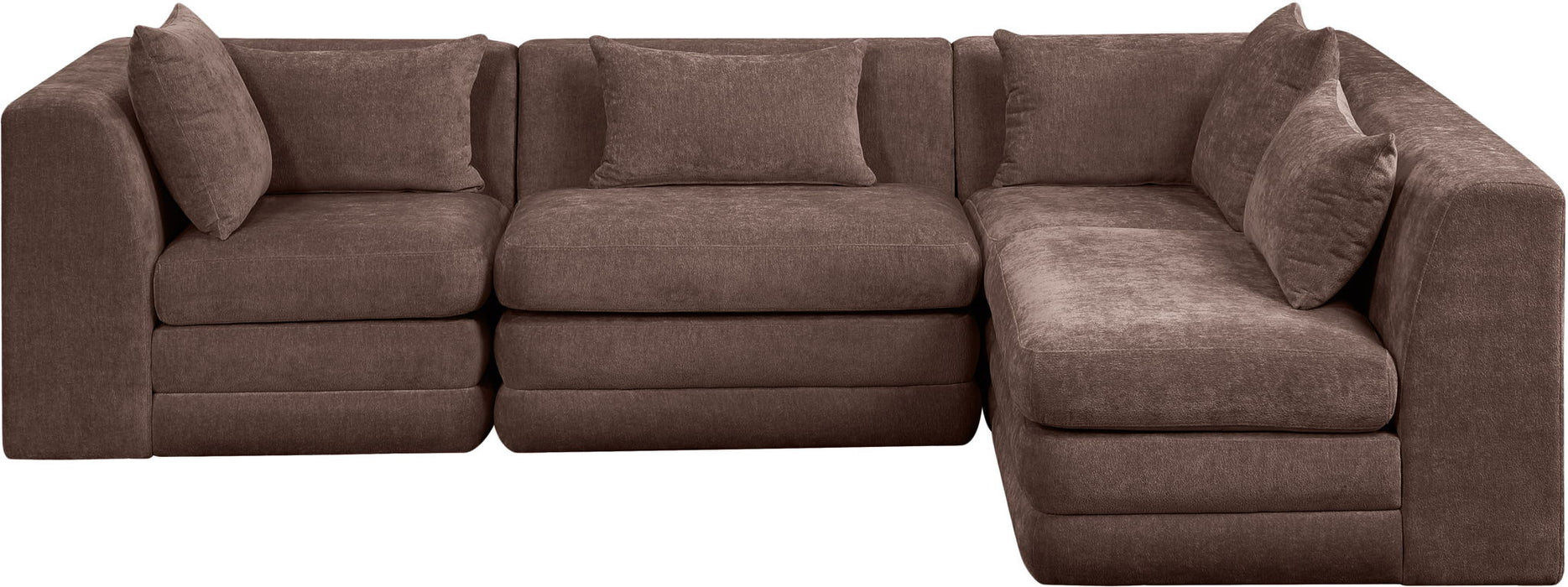 Stellar 152" Chenille Fabric Upholstered 4pc. Modular Sofa
