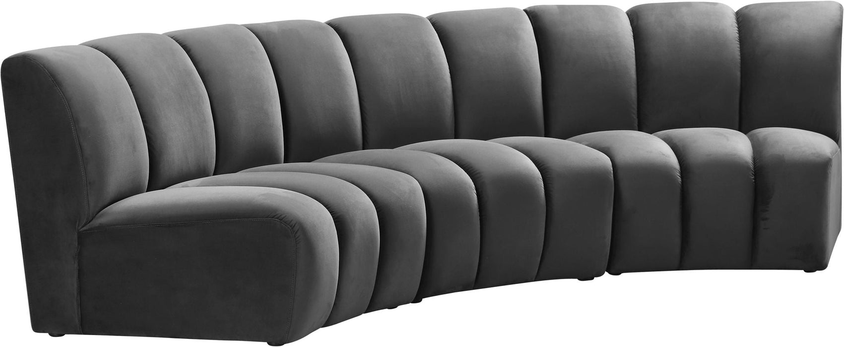 Infinity 119" Velvet Upholstered 3pc. Modular Sectional