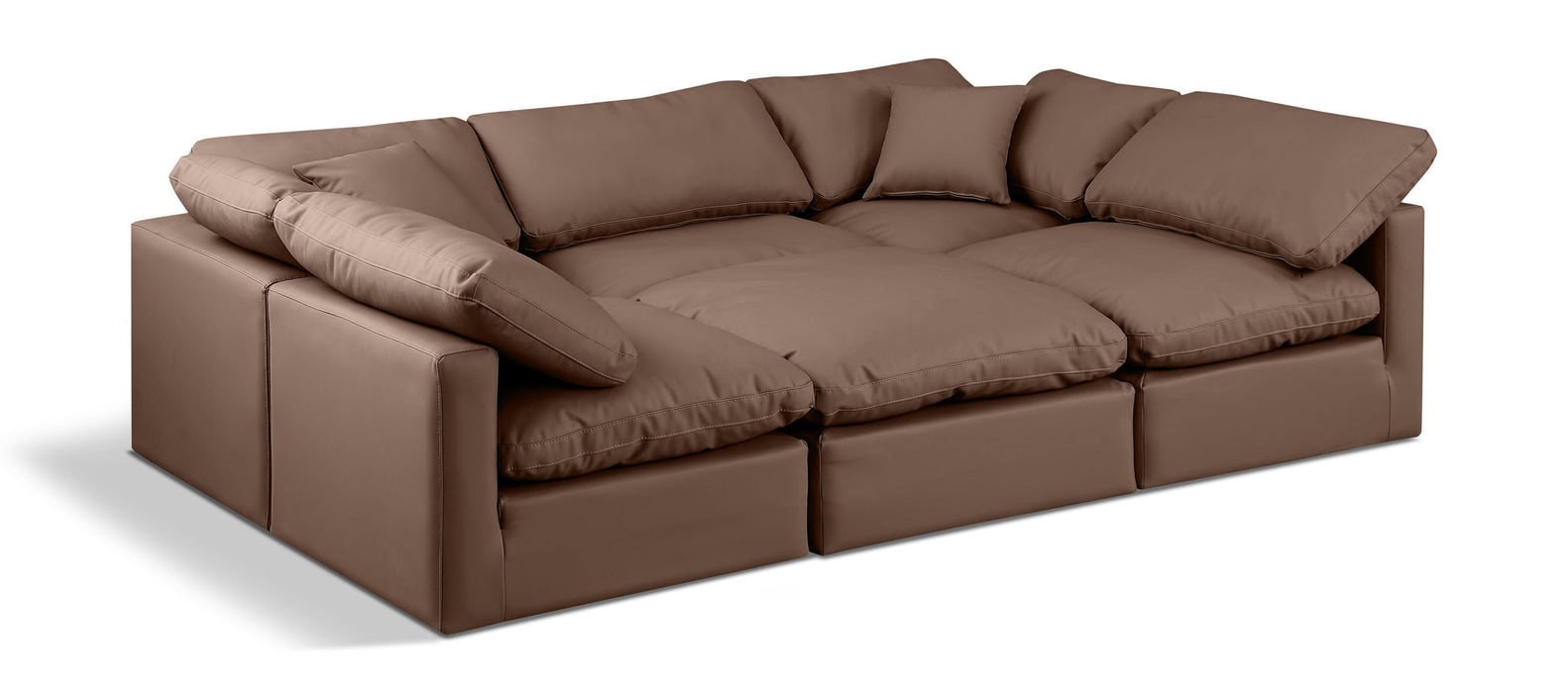 Indulge 105" Vegan Leather Upholstered 6pc. Modular Sectional