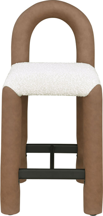 Amari Vegan Leather And Boucle Fabric Upholstered Counter Stool