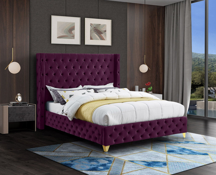 Savan Velvet Upholstered Bed