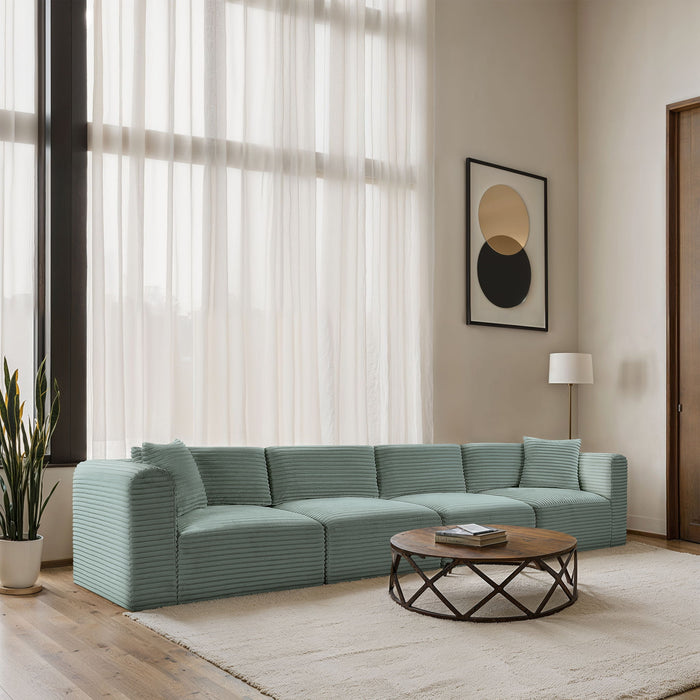 Shaggy 140" Corduroy Performance Fabric Upholstered Modular Sofa