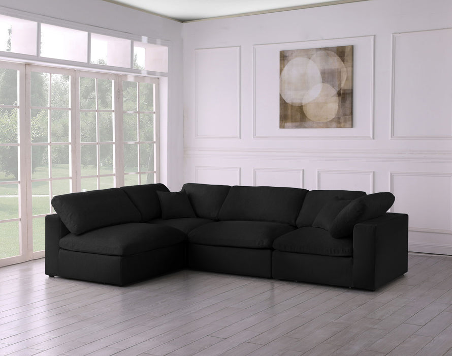Serene 119" Linen Textured Fabric Upholstered Deluxe Comfort 4pc. Modular Sectional