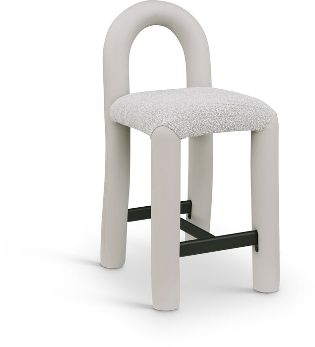 Amari Vegan Leather And Boucle Fabric Upholstered Counter Stool