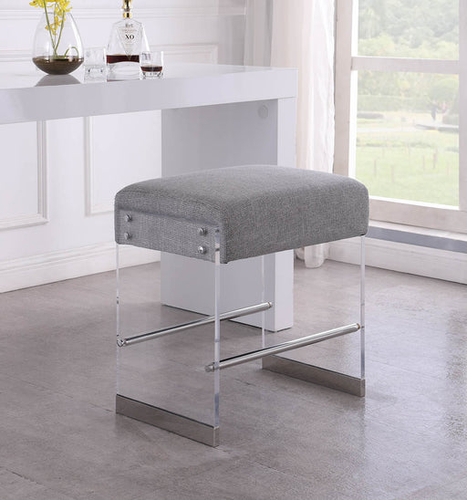 Contemporary Counter Stool w/ Solid Acrylic Legs 0466-CS-GRY