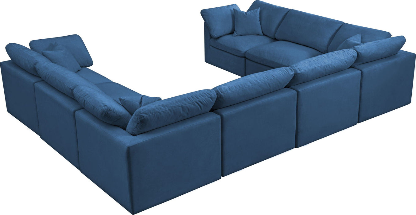 Plush 140" Velvet Upholstered Standard Comfort 8pc. Modular Sectional