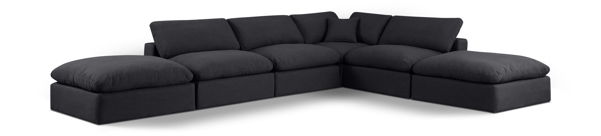 Comfy 157" Linen Textured Fabric Upholstered 6pc. Modular Sectional