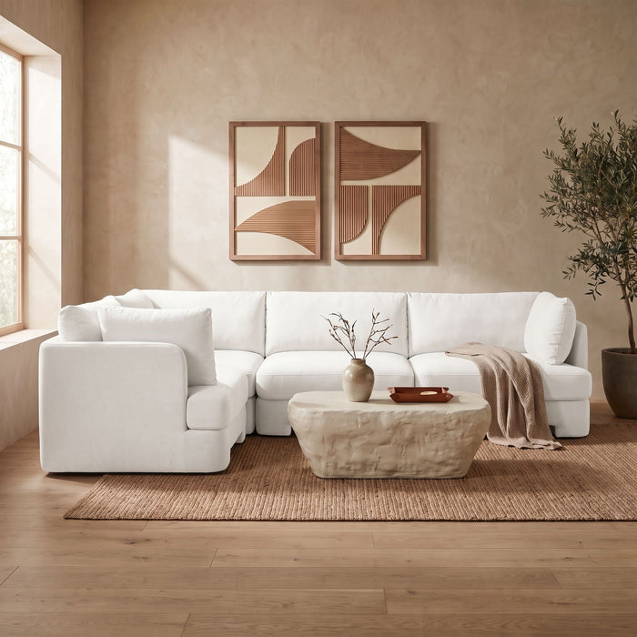 Hammond 111" Velvet Performance Fabric Upholstered 4pc. Modular Sectional