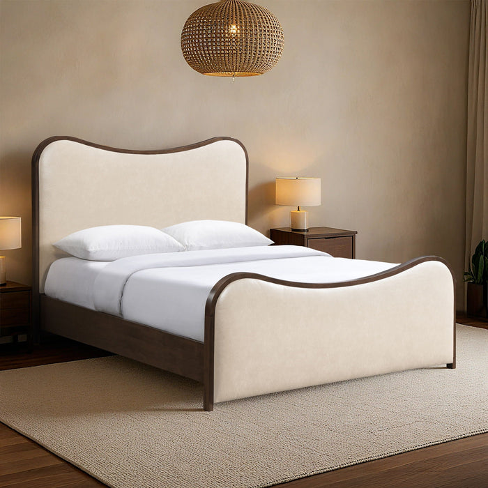 Arvada Vegan Leather Upholstered Bed - Cream