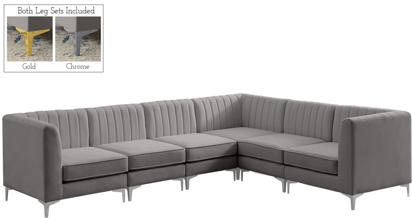 Alina 116.5" Velvet Upholstered 6pc. Modular Sectional