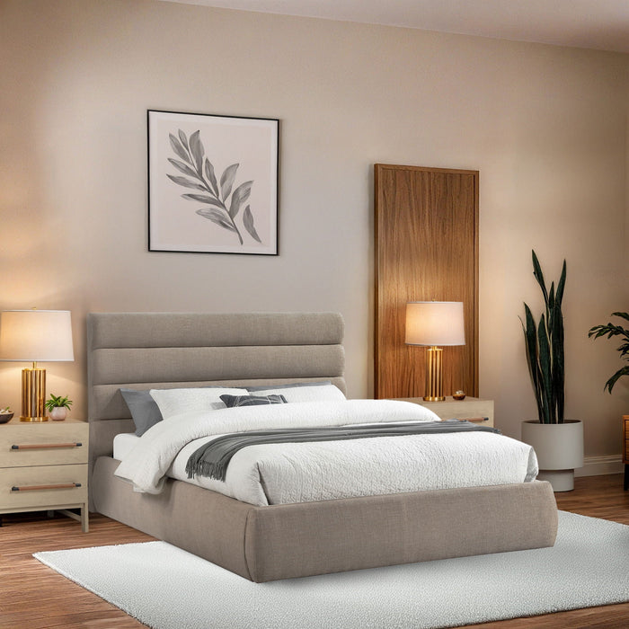 Adam Linen Textured Fabric Upholstered Bed