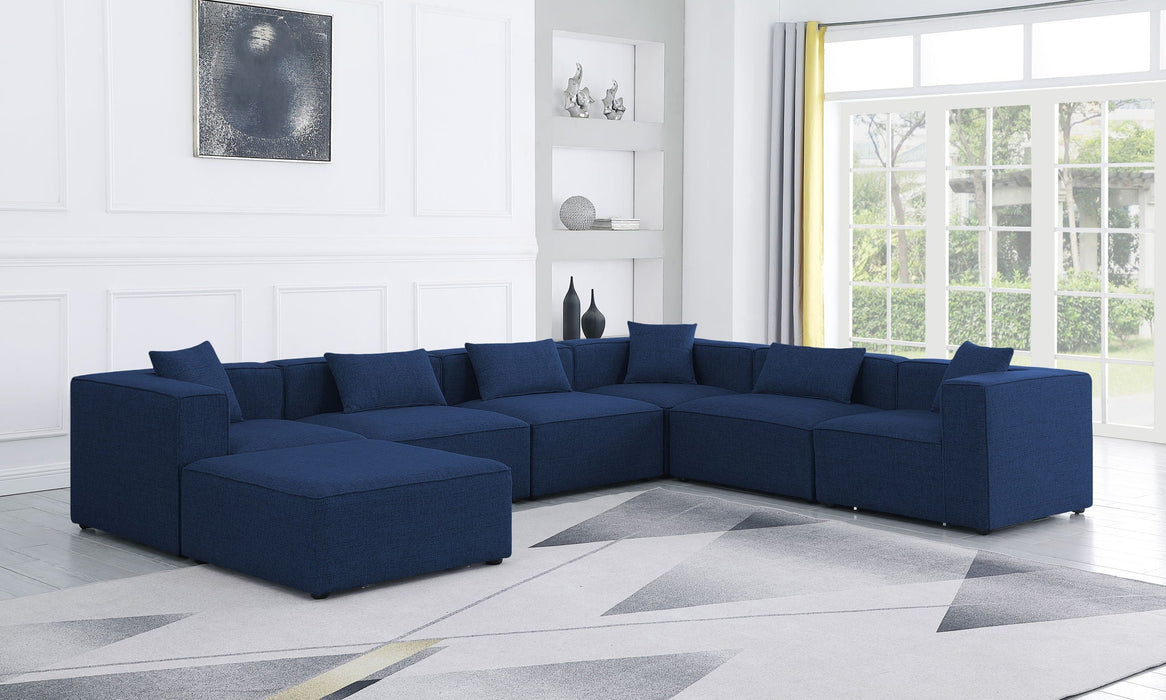 Cube 144" Fabric Upholstered 7pc Modular Sectional