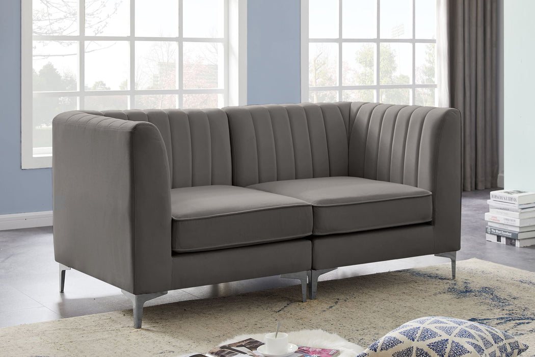 Alina 65" Velvet Upholstered 2pc. Modular Loveseat