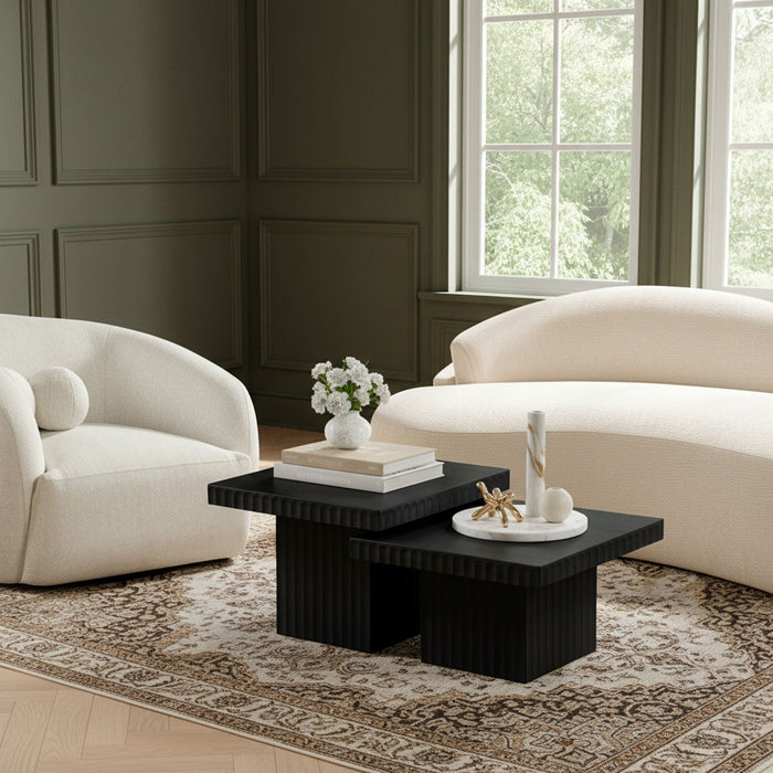 Spencer Solid Wood And Oak Veneer 2 Piece Coffee Table