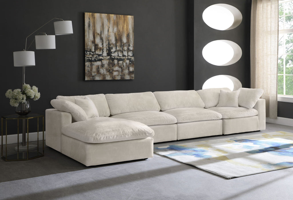 Cozy 158" Velvet Upholstered Overstuffed Fiber Filled Comfort Comfort 5pc. Modular Sectional