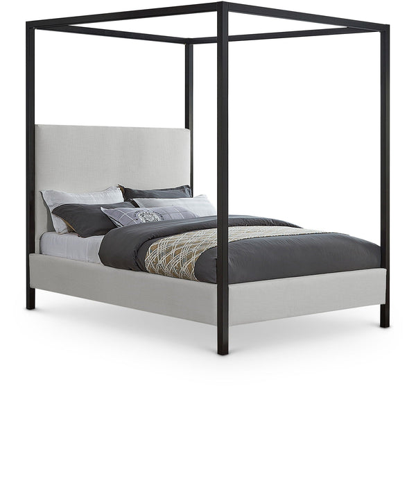 James Linen Textured Fabric Upholstered Bed