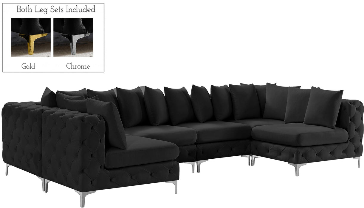 Seccional modular tapizado de terciopelo Tremblay de 139" de 6 piezas