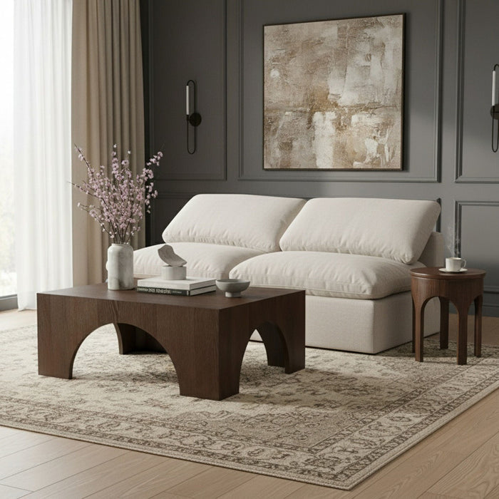 Indulge 70" Linen Textured Fabric Upholstered 2pc. Armless Modular Loveseat