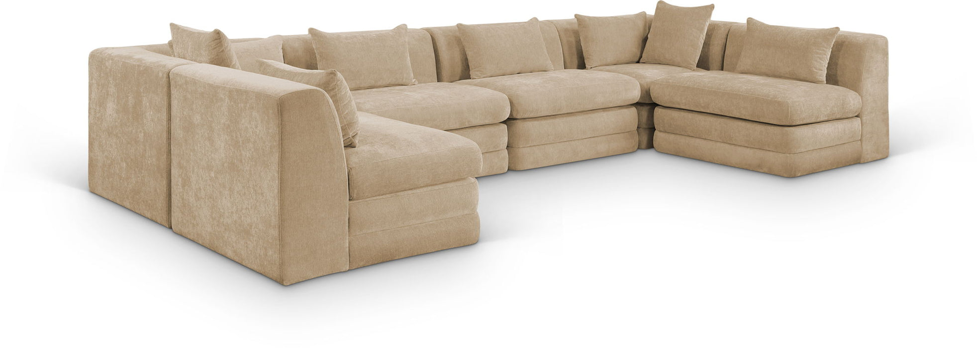 Stellar 152" Chenille Fabric Upholstered 6Pc. Modular Sectional