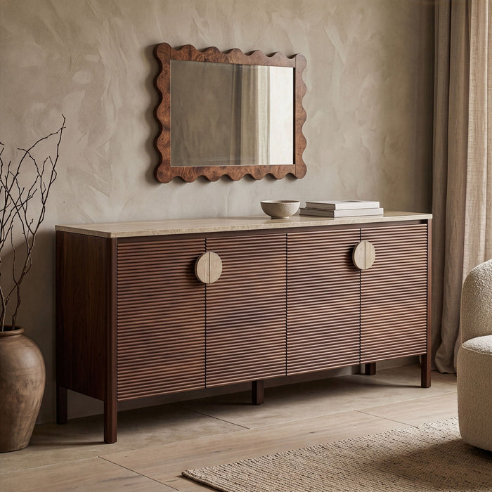 Varenna Genuine Marble And Acacia Wood Sideboard / Buffet