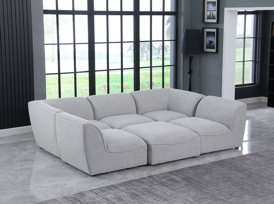 Miramar 142" Linen Textured Fabric Upholstered 6pc. Modular Sectional