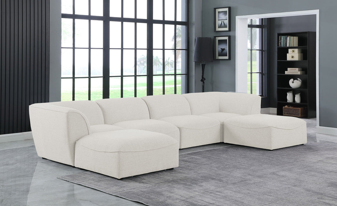 Miramar 142" Linen Textured Fabric Upholstered 6pc. Modular Sectional