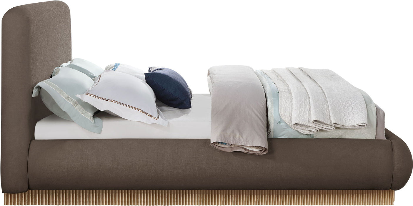 Cama tapizada de tela con textura de lino Rigby
