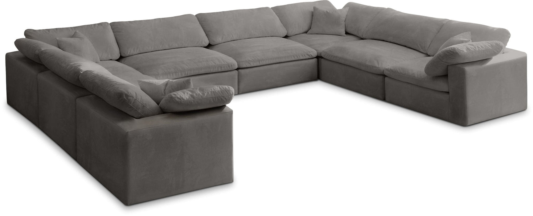 Cozy 158" Velvet Upholstered Overstuffed Fiber Filled Comfort Comfort 8pc. Modular Sectional