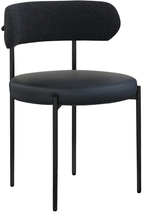 Beacon Cream Vegan Leather And Boucle Fabric Upholstered Dining Chair