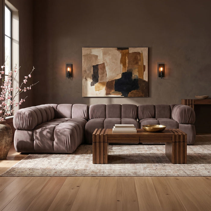 Orin 111" Velvet Performance Fabric Upholstered 4 Pc. Modular Sectional