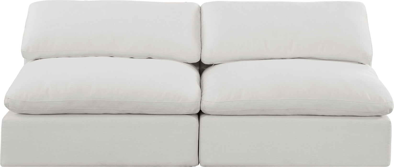 Comfy 78" Linen Textured Fabric Upholstered 2pc. Armless Modular Loveseat