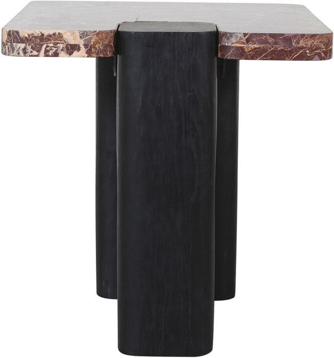 Ravenna Genuine Marble Top And Oak Wood Base End / Side Table