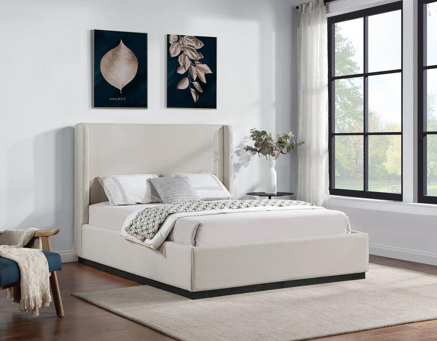 Flynn Linen Textured Fabric Upholstered Bed