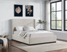 Flynn Linen Textured Fabric Upholstered Bed