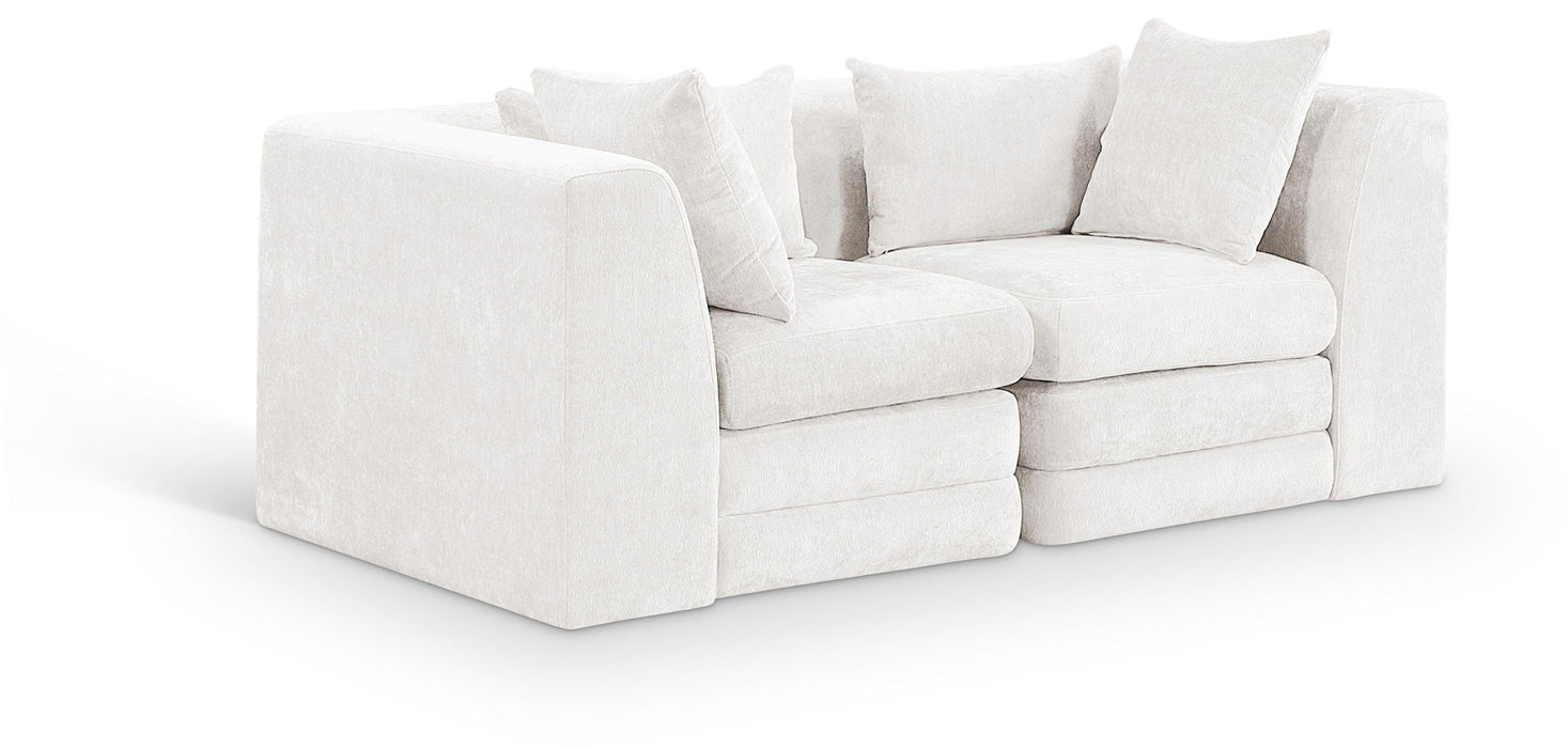 Loveseat modular tapizado de chenilla Stellar de 76" de 2 piezas