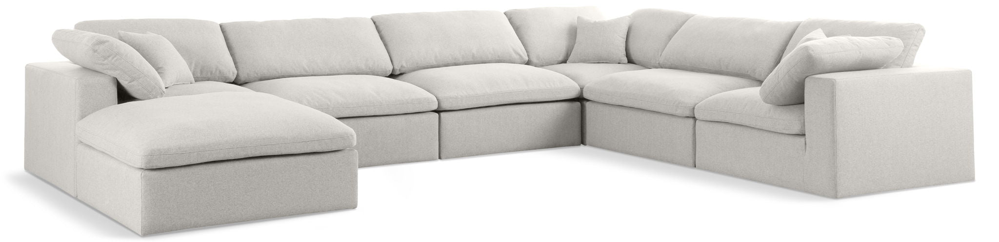 Serene 158" Linen Textured Fabric Upholstered Deluxe Comfort 7pc. Modular Sectional