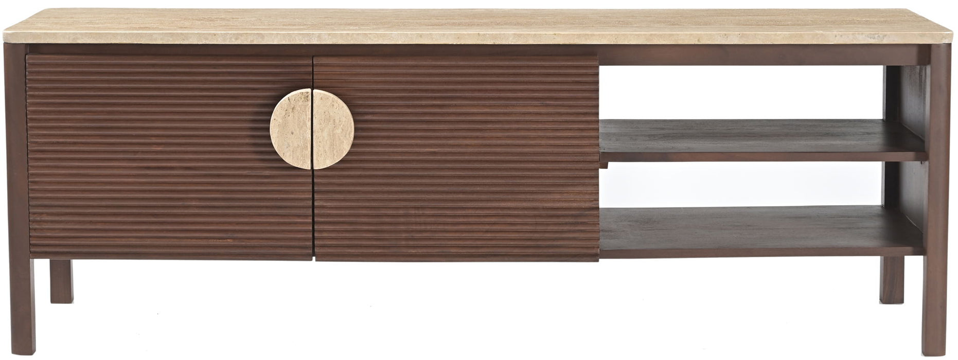 Varenna Genuine Marble And Acacia Wood Media Console