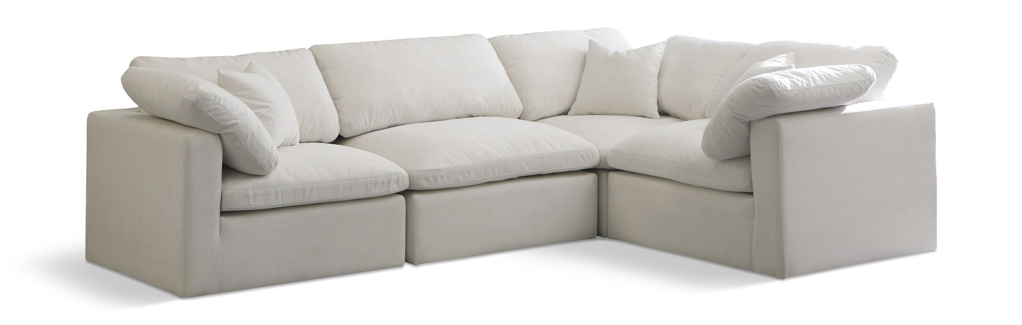 Plush 119" Velvet Upholstered Standard Comfort 4pc. Modular Sectional
