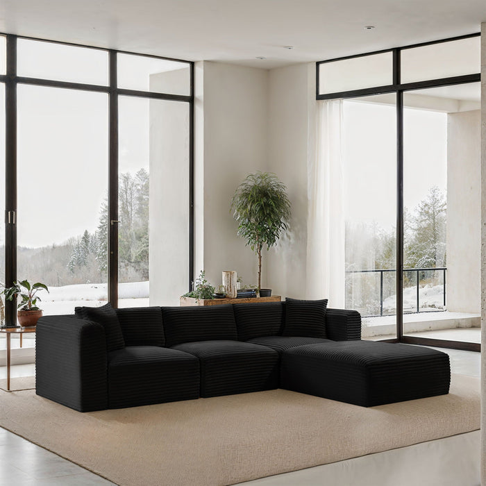 Shaggy 109" Corduroy Performance Fabric Upholstered Modular Sectional