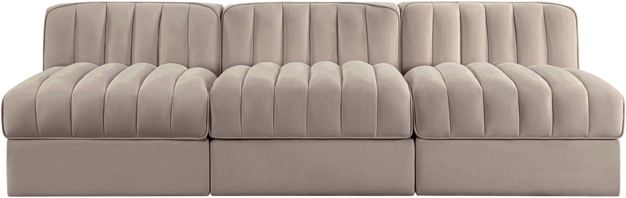Rummi 87" Velvet Performance Fabric Upholstered 3pc. Modular Sofa