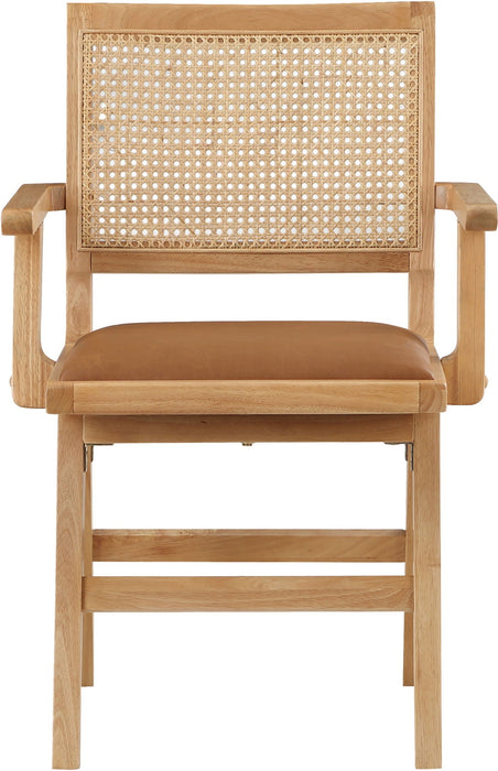 Sillón de comedor tapizado de rejilla y de cuero vegano Abby