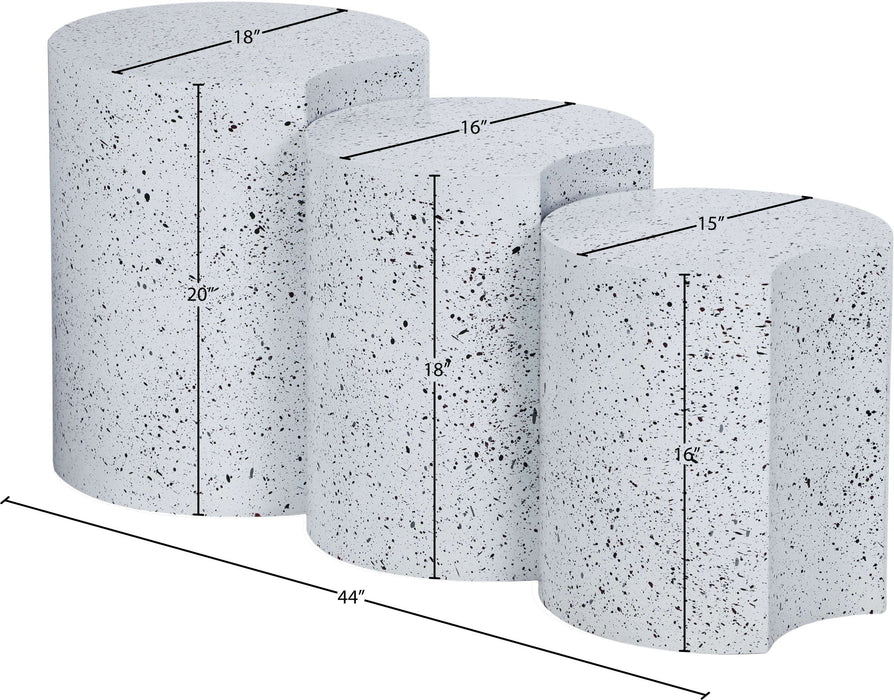 Dimple Terrazzo Pattern Iron Nesting 3pc. Modular End / Side Table