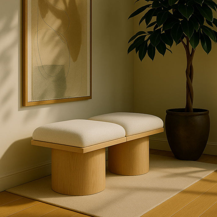 Pavilion Boucle Fabric Upholstered 2pc. Modular Bench