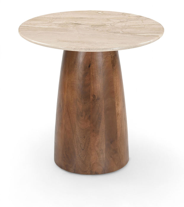 Liona Genuine Marble And Mango Wood End / Side Table