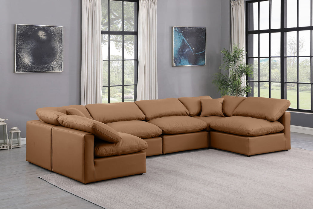 Indulge 140" Vegan Leather Upholstered 6pc. Modular Sectional