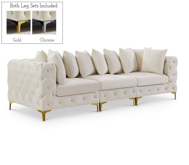 Tremblay 109" Velvet Upholstered 3pc. Modular Sofa