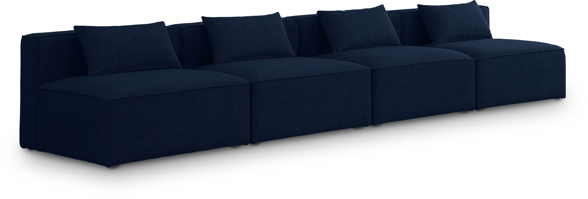 Cube 144" Fabric Upholstered 4pc. Armless Modular Sofa