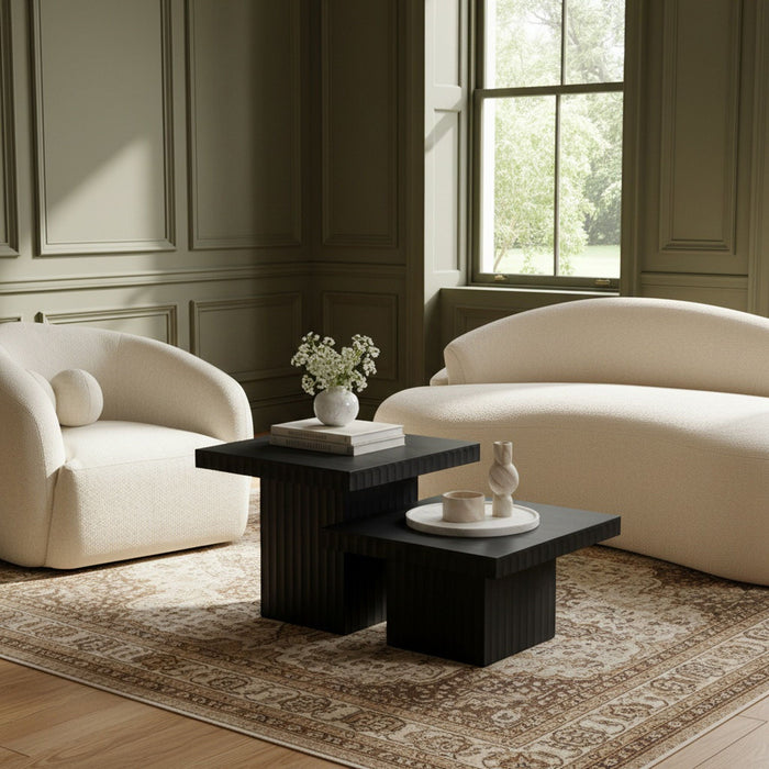 Mesa de centro de madera maciza con enchapado de roble Spencer de 2 piezas